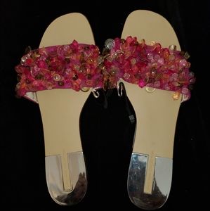 Zara Pink Beaded Flat Sandals